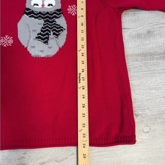Christopher & Banks Red Holiday Owl‎ Sweater Snowflakes Women’s Size Large - Picture 6 of 6